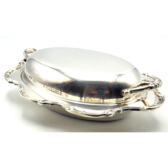 Vintage Silverplate Covered Bread Tray Serving Dish Scalloped Edge 12x10x4" YK - Picture 4 of 9